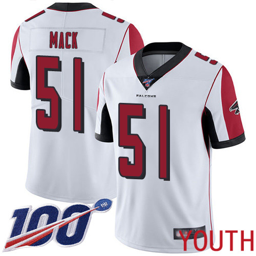 Atlanta Falcons Limited White Youth Alex Mack Road Jersey NFL Football #51 100th Season Vapor Untouchable->youth nfl jersey->Youth Jersey